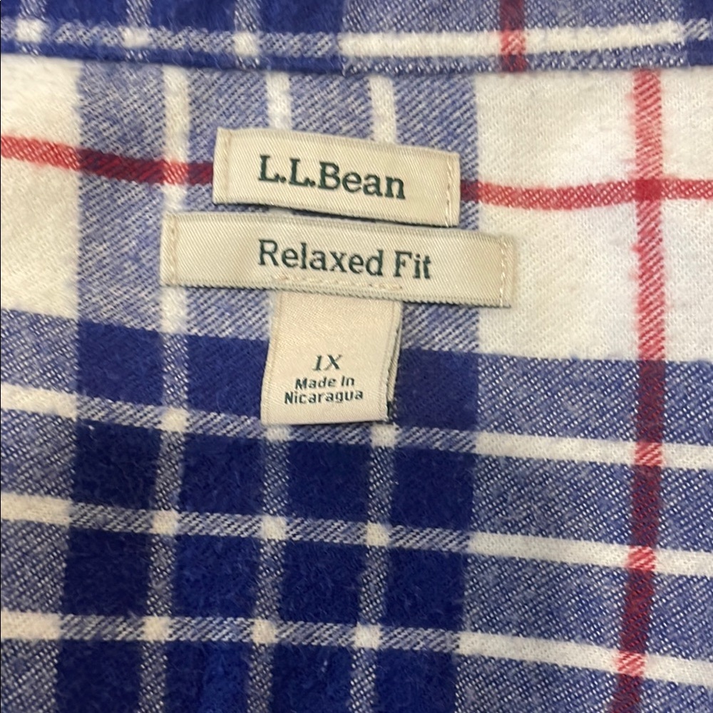 L.L. Bean Classic Blue and Red Plaid Shirt